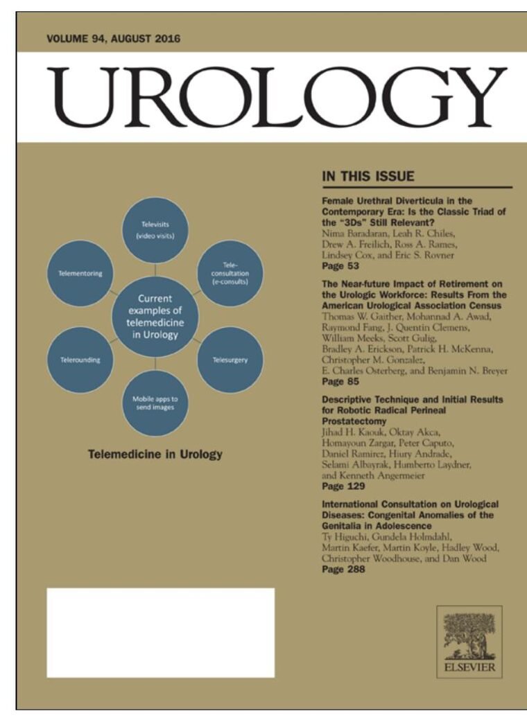 UROLOGY dergisi Ağustos 2016 kapağı